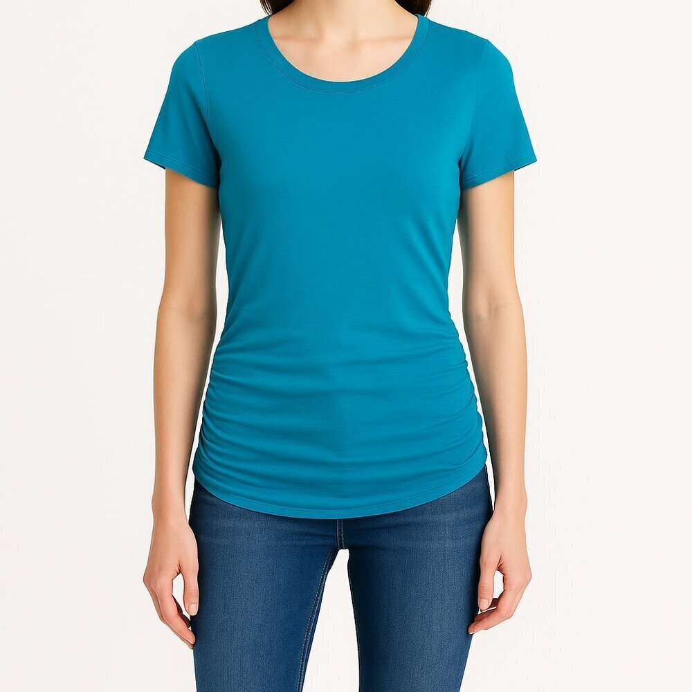 Anthropologie t.la Ruched Side Tee Blue Short Sleeve S